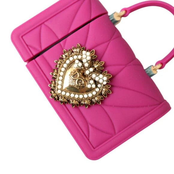 D&G Pink Silicone Devotion Heart Bag Gold Chain Airpods Case - Picture 4 of 5